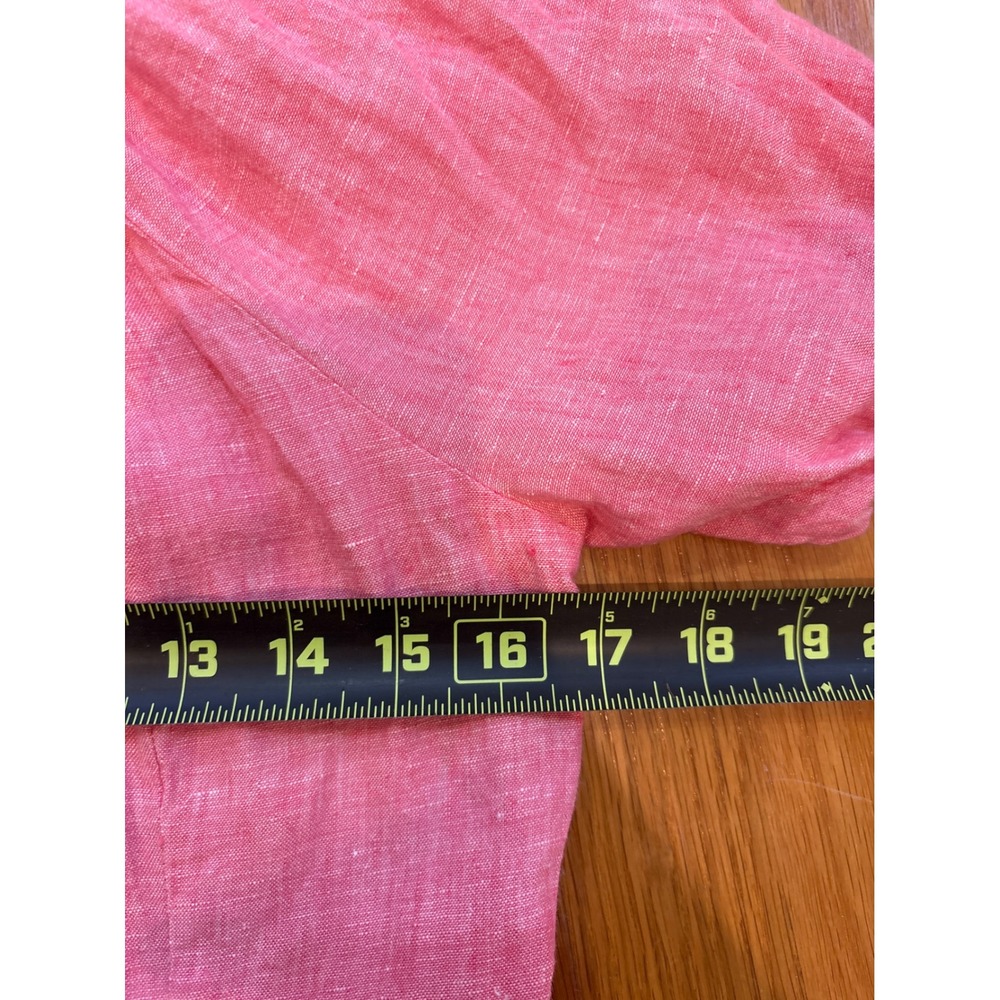 J. Crew‎ Pink Linen Blend Puff Sleeve Tie Neck Blouse Top Size 4 - Picture 5 of 5
